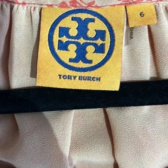 Tory Burch Size 6 Silk Floral Print Chiffon Blouse - Picture 5 of 6